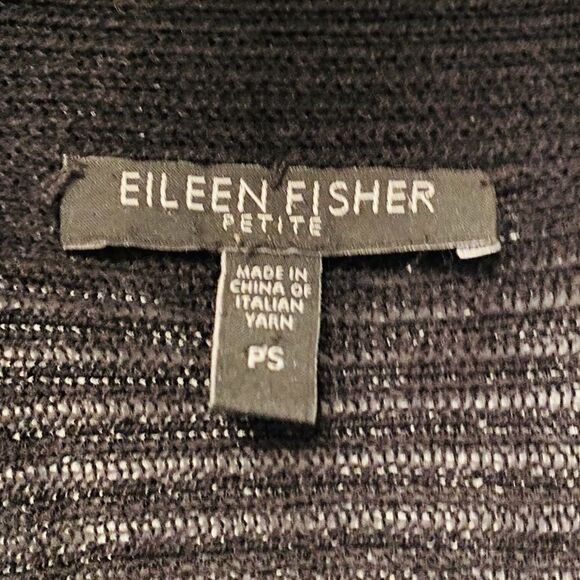 EILEEN FISHER Petite Ribbed Wool Open Cardigan - Picture 6 of 6